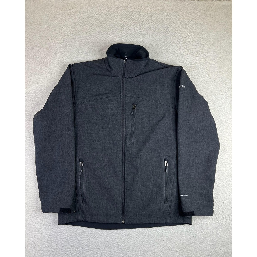 Columbia Jacket Mens Large Gray Omni-Shield Softshell Full Zip Hiking Outdoor